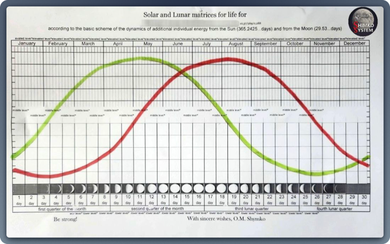 Solar and Lunar Matrices Example - showing risk and favorable periods